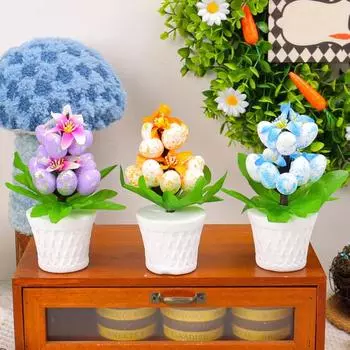 Пасхальное яйцо бонсай дерево украшения искусственные яйца растения разноцветные пасхальные яйца орнамент зелёный