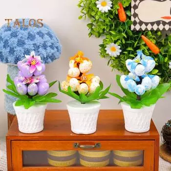 Пасхальное яйцо бонсай дерево украшения искусственные яйца растения разноцветные пасхальные яйца орнамент для дома и улицы пасхальная вечеринка декор розовый