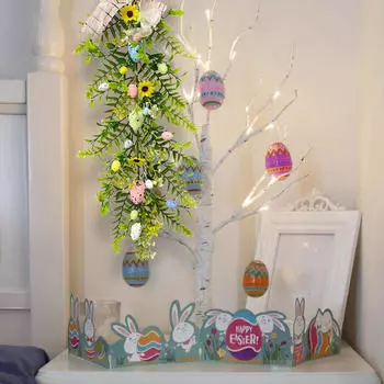 Пасхальное яйцо, цветочный венок, подвесное украшение, весенняя гирлянда для входной двери,