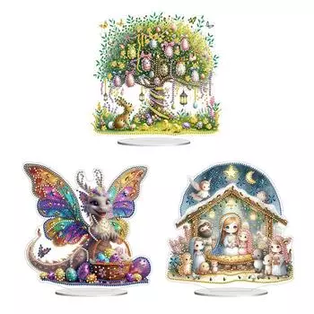 Пасхальное яйцо Дерево Настольная Алмазная Живопись Наборы Орнаментов Стразы Настольные Украшения 5D DIY Алмазное Искусство Украшения Для Стола
