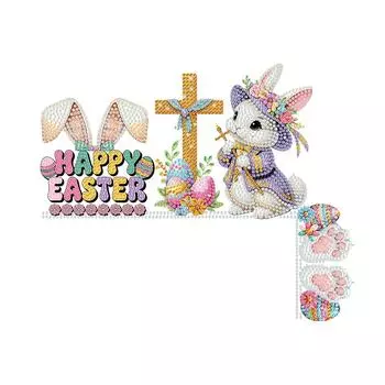 Пасхальное яйцо Гном Алмазная картина Угловая табличка на дверь 5D DIY Деревянный дверной топпер MJ13