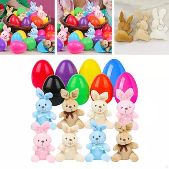 Пасхальное яйцо и плюшевый кролик игрушка набор Декоративные предметы для праздников Идеи подарков Коллекционные предметы 8 Set