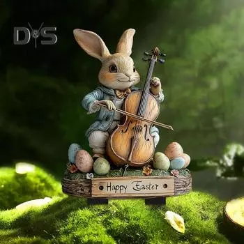 Пасхальное яйцо кролик украшение садовое украшение колышек 2D акриловый кролик двор знак мультфильм наружный декор колышек для газона двор A