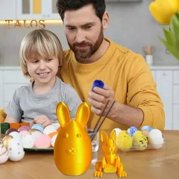 Пасхальное яйцо кролика 3D-печатный кролик с подвижными суставами Пасхальное яйцо с кроликом внутри для украшения дома Подарки для детей красный/синий