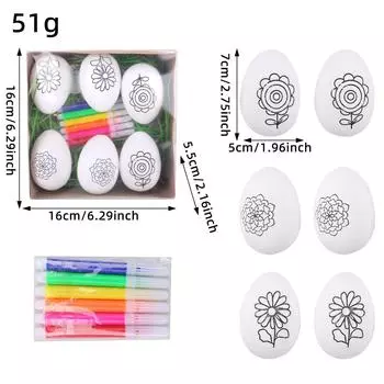 Пасхальное яйцо Сделай сам Детская расписанная вручную Заяц Цыпленок Имитация яйца Набор Граффити Воскресенское яйцо Игрушка S2-17 Flower White Egg Model