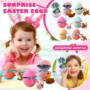 Пасхальное яйцо-сюрприз из шерсти, яйцо-сюрприз в виде спрятанного ягненка, яйцо-сюрприз в виде спрятанного маленького животного One Size горячий розовый