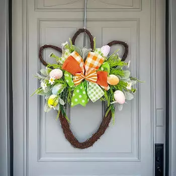 Пасхальное яйцо венок настенное украшение с бантом ротанг искусственная гирлянда пружина для