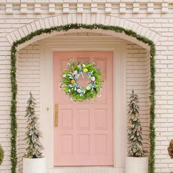 Пасхальное яйцо венок украшение ротанг искусственный цветок подвесное украшение для фестиваля,