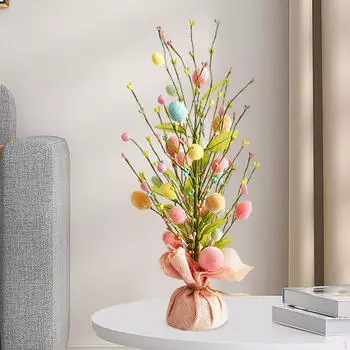 Пасхальное яйцо, ветки дерева, нежные украшения, искусственные растения для столовой