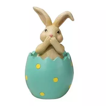 Пасхальное украшение кролик сидит на яичной скорлупе украшения подарок для детей и друзей смоляной кролик декор