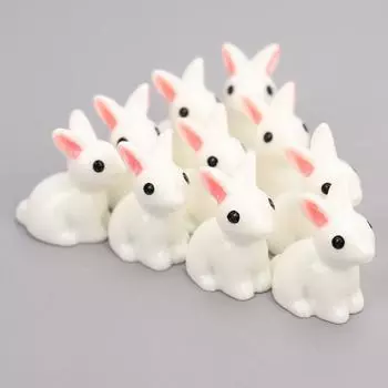 Набор декоративных кроликов из смолы, 1.42.3см/10шт белый