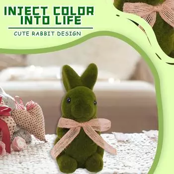 Пасхальное украшение Мох Кролик Украшение Трава Статуя Весна Пасха Домашний Декор Стола Праздничные Принадлежности Подарки One Size зелёный