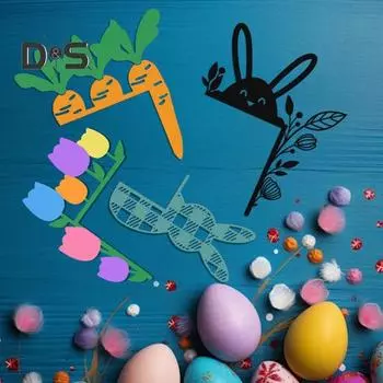 Пасхальное украшение на дверной уголок, красочное яйцо, ухо кролика, морковка, цветок, деревянная дверная рама, знак, украшение на край передней двери, украшение для сиденья Left