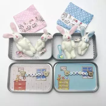 Пасхальные креативные милые плюшевые игрушки, железные подарочные коробки, маленькие плюшевые карманные банки One Size синий