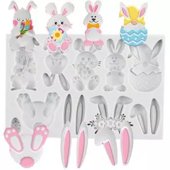 Пасхальные кроличьи уши, силиконовые формы, морковные формы для помадки, формы для кексов, инструменты для украшения торта, кролик, конфеты, шоколадные формы для мастики белый