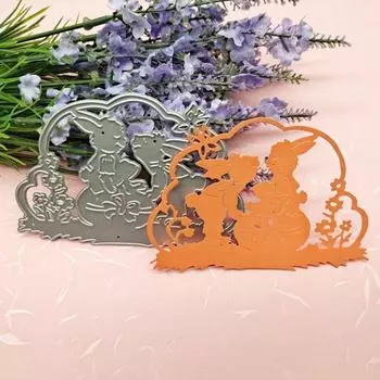 Пасхальные кролики Металлический штамп для резки Милый кролик Высечки Высечки Шаблон тиснения для DIY Бумажные художественные изделия Ремесла Фотоальбом Декор светло-серый