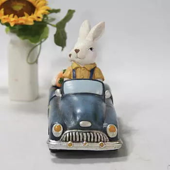 Пасхальные кролики украшения, смоляные фигурки животных скульптура автомобиля отец и сын кролик орнамент