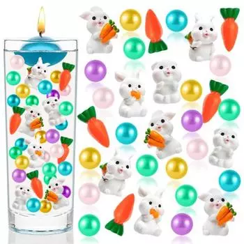 Пасхальные наполнители для ваз, разноцветные плавающие бусины, мультяшный мини-кролик, домашний стол, центральное украшение для пасхальной вечеринки
