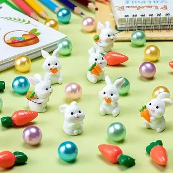 Пасхальные наполнители для ваз, разноцветные плавающие бусины, мультяшный мини-кролик, домашний стол, центральное украшение для пасхальной вечеринки