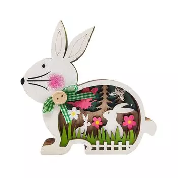 Пасхальные поделки из дерева. Светящиеся деревянные красочные светящиеся украшения. Украшения для домашнего праздника. One Size