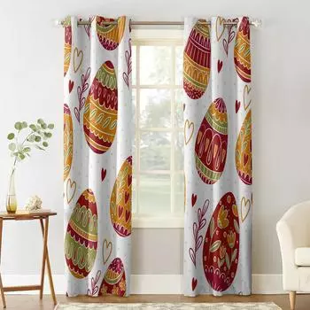 Пасхальные яйца Цветные украшения с любовью Домашние шторы Товары для дома Гостиная Спальня Шторы 135W x 60H(cm)