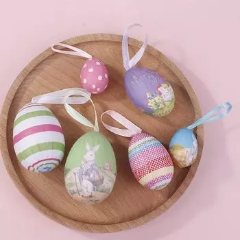 Пасхальные яйца с наклейками из пенопласта, подвесные яйца, скорлупа для вечеринок, детские развивающие игрушки ручной работы