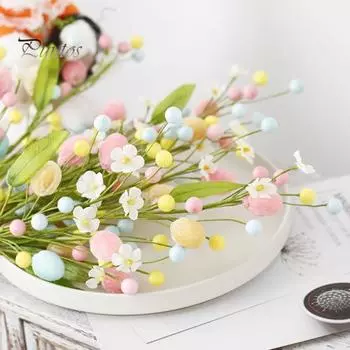 Пасхальные яйца «сделай сам», искусственные цветы, ветка, реалистичный вид, не требует обслуживания, широкое применение, цветочная ветка, украшение для пасхальной вечеринки разноцветный
