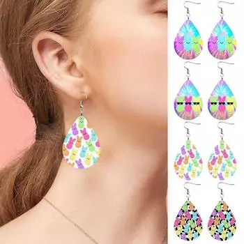 Пасхальные серьги Креативные акриловые серьги с кроликом и мультяшными украшениями One Size