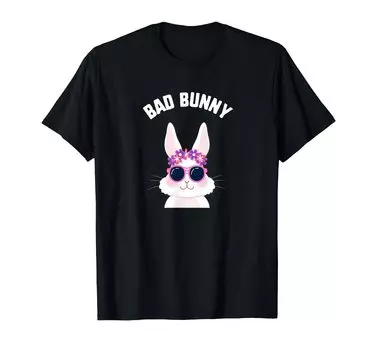 Пасхальные солнцезащитные очки Bad Bunny для детей Candy Spring Bunny Подарочная футболка чёрный