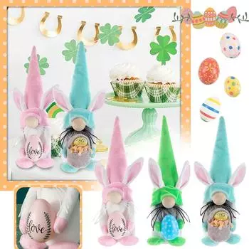 Пасхальные украшения Безликая кукла Пара кукол Лесной человек Комплект Фартук Кукла Украшение Украшение рабочего стола One Size синий