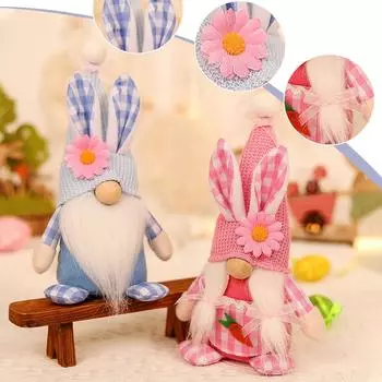 Пасхальные украшения Безликая кукла Пара кукол Лесной человек Комплект Фартук Кукла Украшение Украшение рабочего стола One Size
