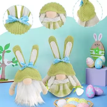 Пасхальные украшения Безликая кукла Пара кукол Лесной человек Комплект Фартук Кукла Украшение Украшение рабочего стола One Size