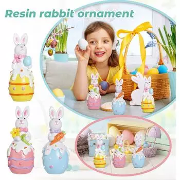 Пасхальные украшения, пасхальные яйца в виде кроликов из смолы, подарки для домашних вечеринок One Size розовый