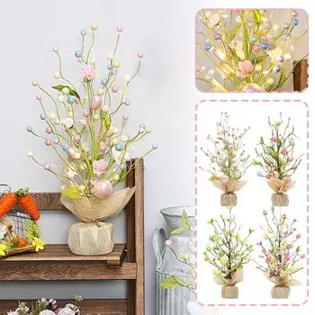 Пасхальные украшения Светодиодные светящиеся пасхальные яйца Украшение елочной сцены Настольные украшения One Size