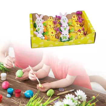 Пасхальные украшения в виде цыплят, игрушки для рукоделия в виде цыплят, украшения для сада своими руками, миниатюрные украшения в виде животных, Chicks and Bunnies