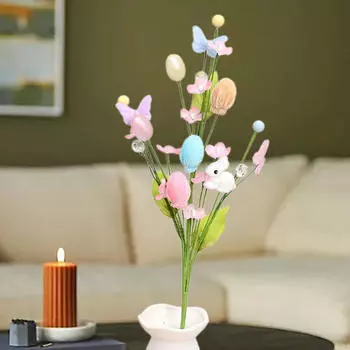 1x пасхальная ветка дерева Happy Decoration Декоративные яйца Picks Искусственный цветок