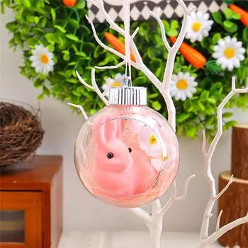 Пасхальный акриловый шар, украшение, прозрачный заяц, подвесной шар, круглый шар, атмосфера, макет, подвеска на окно One Size