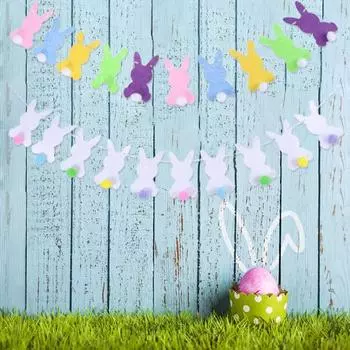 Пасхальный баннер, анти-выцветание, точная резка, нежная форма, декоративные складные, счастливый пасхальный кролик, шар, подвесной фон, флаг, аксессуары для вечеринки белый