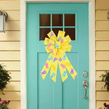 Пасхальный бант-кролик для украшения дома и офиса, большой размер, многослойный тканевый венок, праздник F