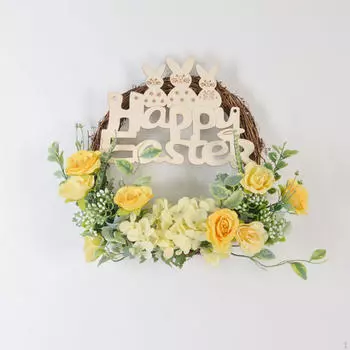 Пасхальный цветочный венок, фестивальное украшение входной двери, цветочный венок для украшения окна белый