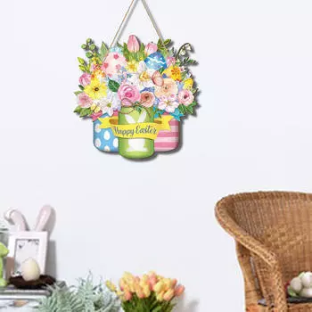 Пасхальный цветок дверной знак Добро пожаловать спереди реквизит для фотосъемки в деревенском стиле весна-лето