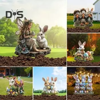 Пасхальный цветок гном мультяшный персонаж садовый орнамент фея садовые аксессуары для дома наружный декор забавное украшение для горшечных растений B