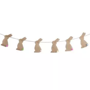Пасхальный день Джутовый кролик Вечеринка Висит флаг Гирлянда Баннеры Бантинг украшения