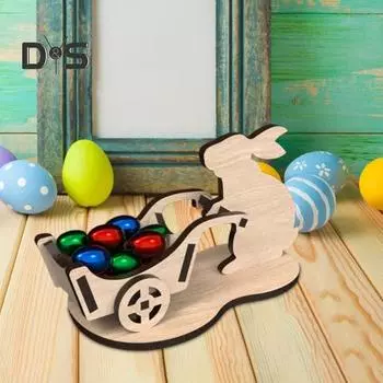 Пасхальный держатель для яиц, деревенская деревянная тележка для кроликов, подставка для хранения яиц, стойка для дисплея, табличка для стола с кроликом, украшение для рабочего стола, праздничный подарок