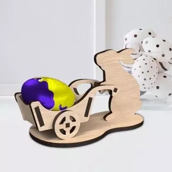 Пасхальный держатель для яиц, деревенская деревянная тележка для кроликов, подставка для хранения яиц, стойка для дисплея, табличка для стола с кроликом, украшение для рабочего стола, праздничный подарок