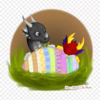 Пасхальный дракон, термопереносная печать, виниловые нашивки, наклейки для одежды, аппликации «сделай сам», моющиеся нашивки