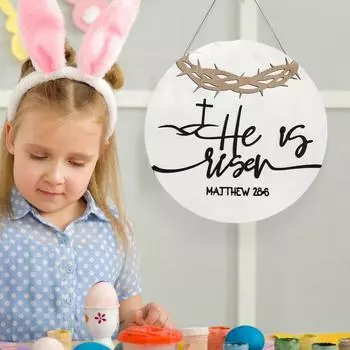 Пасхальный дверной знак, круглая подвесная подвеска с шнурком, легко повесить, гладкая 30*30cm