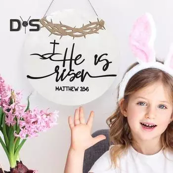 Пасхальный дверной знак, круглая подвесная подвеска с шнурком, легко подвешивается, гладкий край без заусенцев, подвесное украшение, пасхальный декор 30*30cm