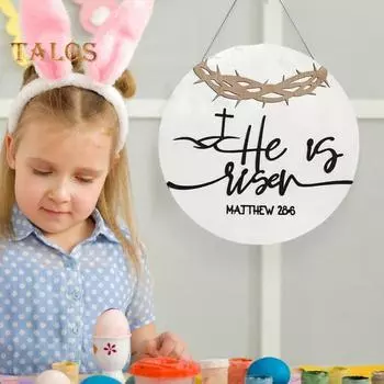 Пасхальный дверной знак, круглая подвесная подвеска с шнурком, легко подвешивается, гладкий край без заусенцев, подвесное украшение, пасхальный декор 30*30cm
