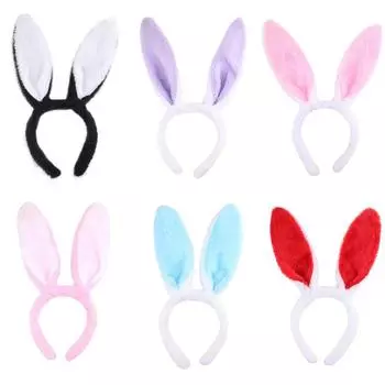 Пасхальный фестиваль, пуховые кроличьи уши, повязка на голову, головной убор, реквизит, забавные вечерние шапки с кроличьими ушками белый